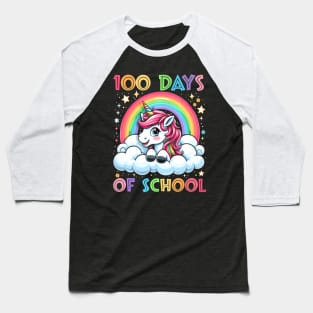 100Th Day Of School Teacher 100 Days Unicorn Girls Baseball T-Shirt